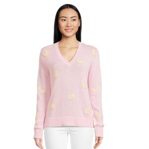 NWT Lilly Pulitzer Pink Lemon V-Neck Sweater